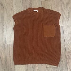 Women's Brown Sleeveless Knit Top